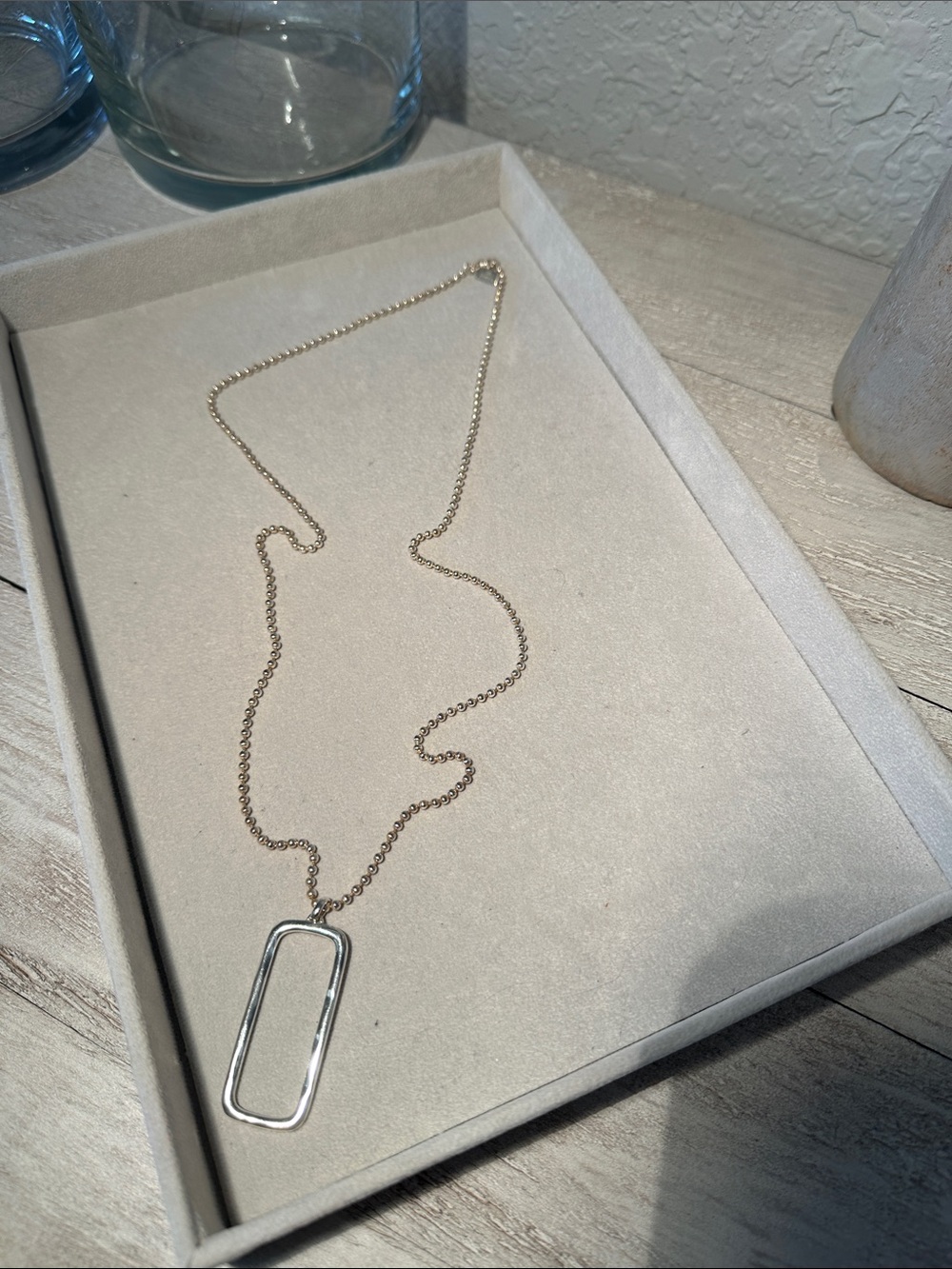 Coach Silver Thailand 925 Rectangular Pendant Necklace